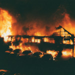 Spry's Garage Fire, February 14th, 1992. Photo courtesy of Gary Chapman.