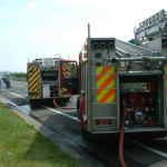Camper Van Fire on the A30, May 29th, 2003. Photo courtesy of Gary Chapman. Camper Van Fire on the A30, May 29th, 2003. Photo courtesy of Gary Chapman.
