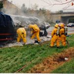 Fertilizer Fire on Trailer on A30 at Launceston, November 14th, 1995. Photo courtesy of Gary Chapman. Fertilizer Fire on Trailer on A30 at Launceston, November 14th, 1995. Photo courtesy of Gary Chapman.