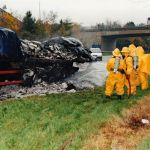 Fertilizer Fire on Trailer on A30 at Launceston, November 14th, 1995. Photo courtesy of Gary Chapman. Fertilizer Fire on Trailer on A30 at Launceston, November 14th, 1995. Photo courtesy of Gary Chapman.