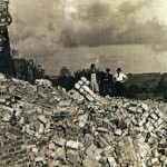 Launceston Brick Works Chimney after its demolition in 1954. Launceston Brick Works Chimney after its demolition in 1954.