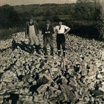 Launceston Brick Works Chimney after its demolition in 1954. Launceston Brick Works Chimney after its demolition in 1954.
