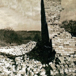 Launceston Brick Works Chimney after its demolition in 1954. Launceston Brick Works Chimney after its demolition in 1954.