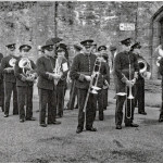 Launceston Town Band by the entrance to Castle Dyke. Launceston Town Band by the entrance to Castle Dyke